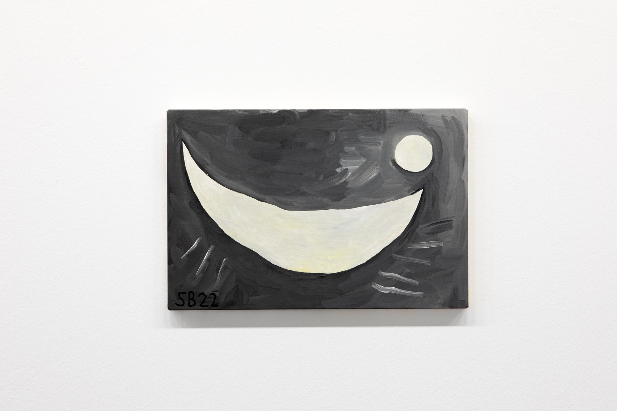 Sarah Bogner, Omuamua schwarz, 2022, egg tempera, ink on canvas, 40,5 x 60,5 cm